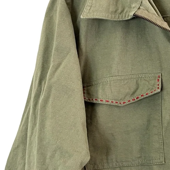 Floriana | Green cotton zip front jacket embroidered details women’s siz… - Picture 4 of 11